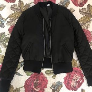 Quilted Sleeve Bomber Jacket